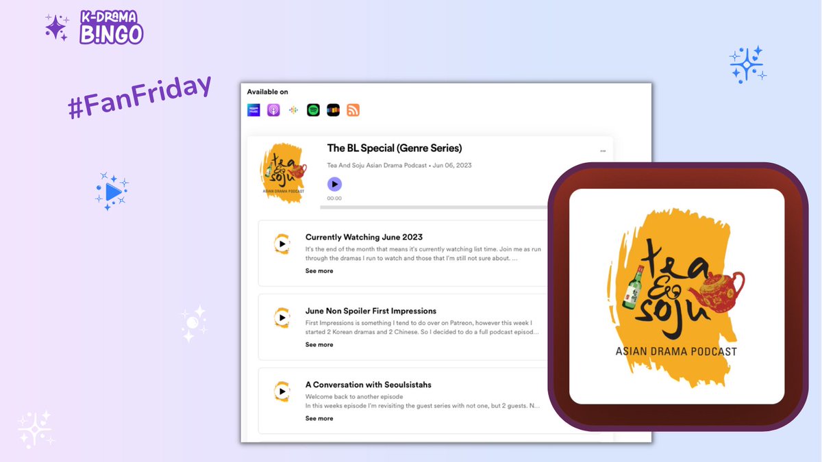 The Asian drama podcast <a href="/tea_soju_pod/">Tea & Soju - A C-drama Podcast</a> offers great content, accessible introductions to the world of C-dramas, and a wonderful community managed by host Liliana. Listen to the June episodes for a real treat! #FanFriday #AsianDramas #Podcasters #Cdrama #KDrama #JDrama