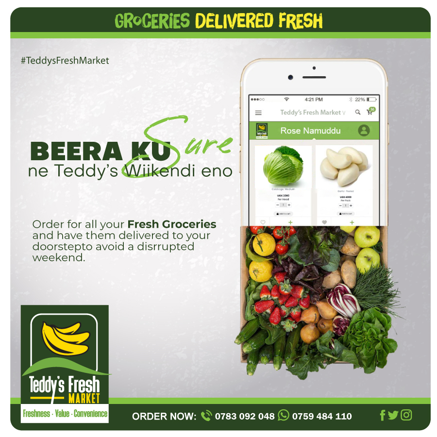 Beera ku sure ne #TeddysFreshMarket wiikendi eno.
Place your orders now via our App: rb.gy/eeicio or website teddysfreshmarket.com
#SureWeekend