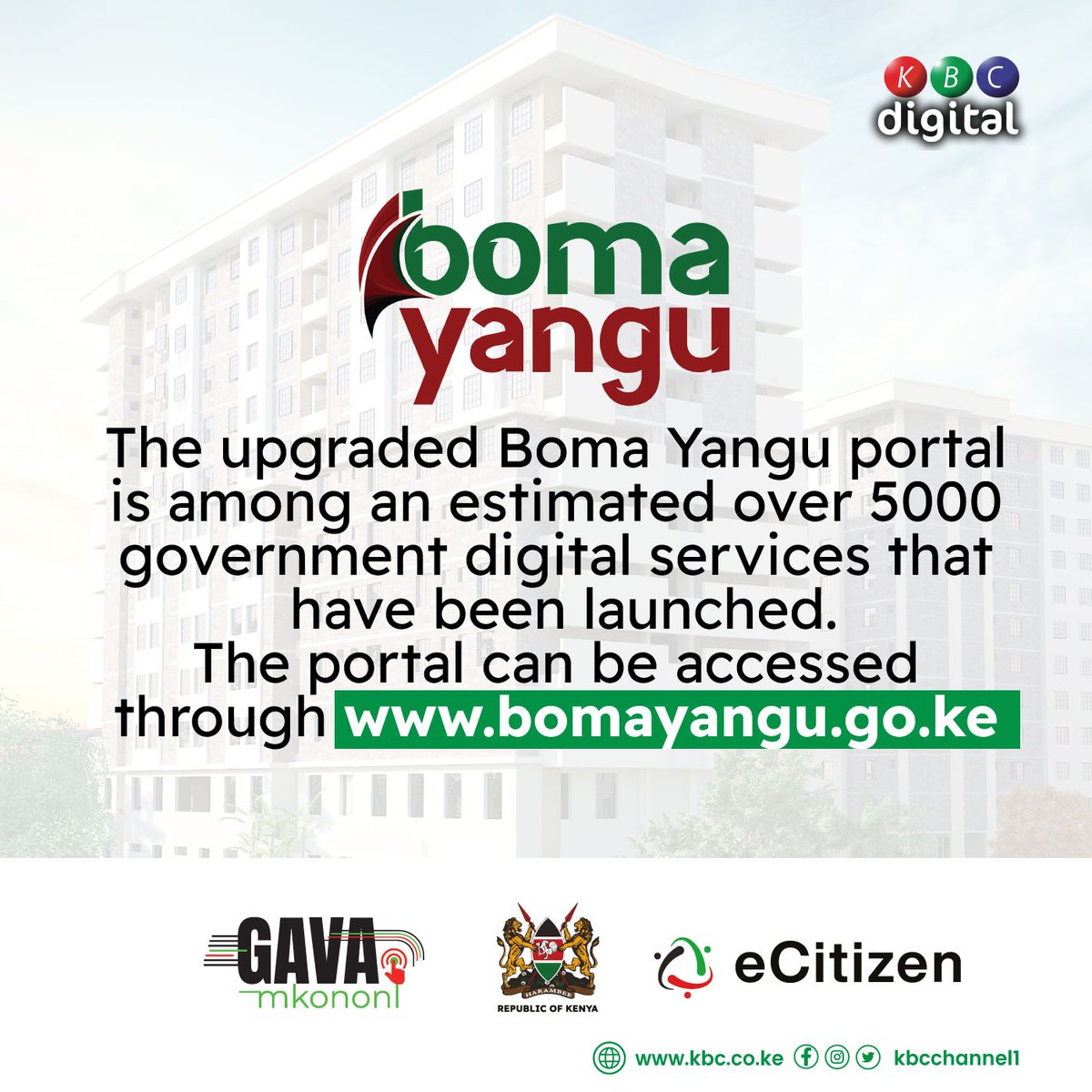 Among the services onboarded on <a href="/eCitizenKenya/">eCitizen</a> is Boma Yangu platform, it connects Kenyans to the Affordable Housing Program and access to Tenant Purchase Scheme (TPS) for offtake of the houses. #GavaMkononi 
#AffordableHousingKE
@BomaYangu_Kenya