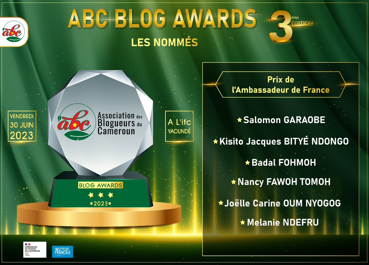 MomaSandrine's tweet photo. It is the final day of the #bloggers summit in Yaounde. The ABC Blog Awards which is currently in its 3rd edition, will witness the award of meritorious bloggers in Cameroon. 
@BloggersCM 
@CmrZoonoses 
@USEmbYaounde 
#Bloggers237
#BloggersSummit https://t.co/L6F7v9pryM