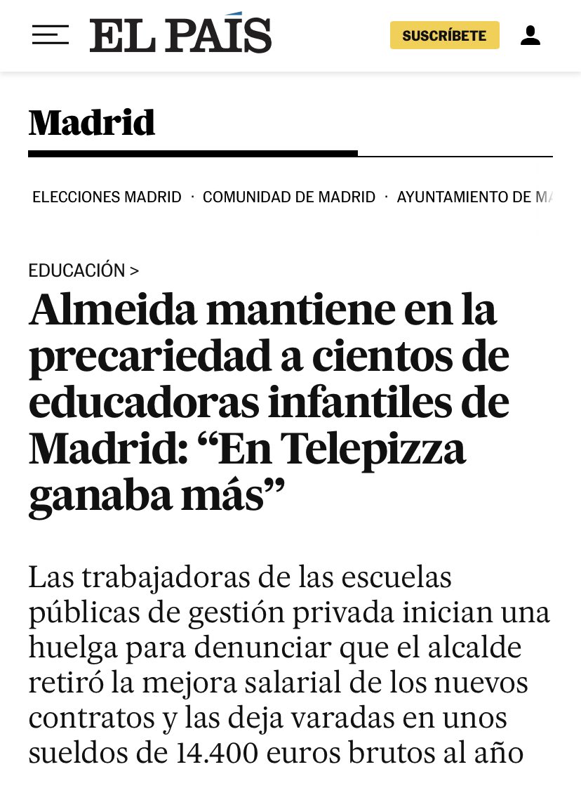 EducaPodemosCMa's tweet photo. Apoyamos a las educadoras de las Escuelas Infantiles madrileñas en su lucha por un #ConvenioDignoCeroTres. 

Son inadmisibles las condiciones d precariedad de quienes cuidan, estimulan y enseñan a nuestrxs hijxs en una etapa fundamental para su desarrollo

https://t.co/a9qxe1teYL https://t.co/CWn1UHChy3