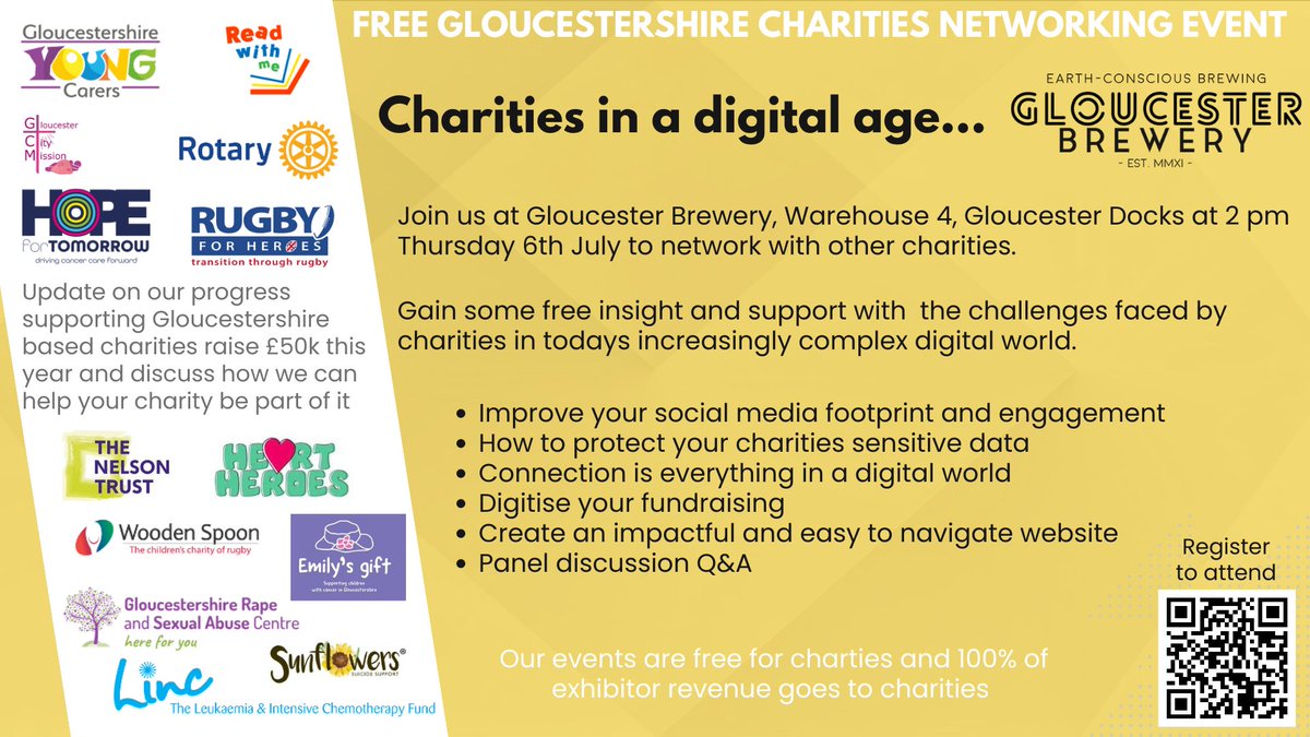 There is less than one week to go until this free networking event for Gloucestershire charities. If you know of any charities local to the Gloucester area who may be interested, please tag them below! bit.ly/3qs8lT7. #glosbiz #gloscharity #bcorp #wegobeyond #networking