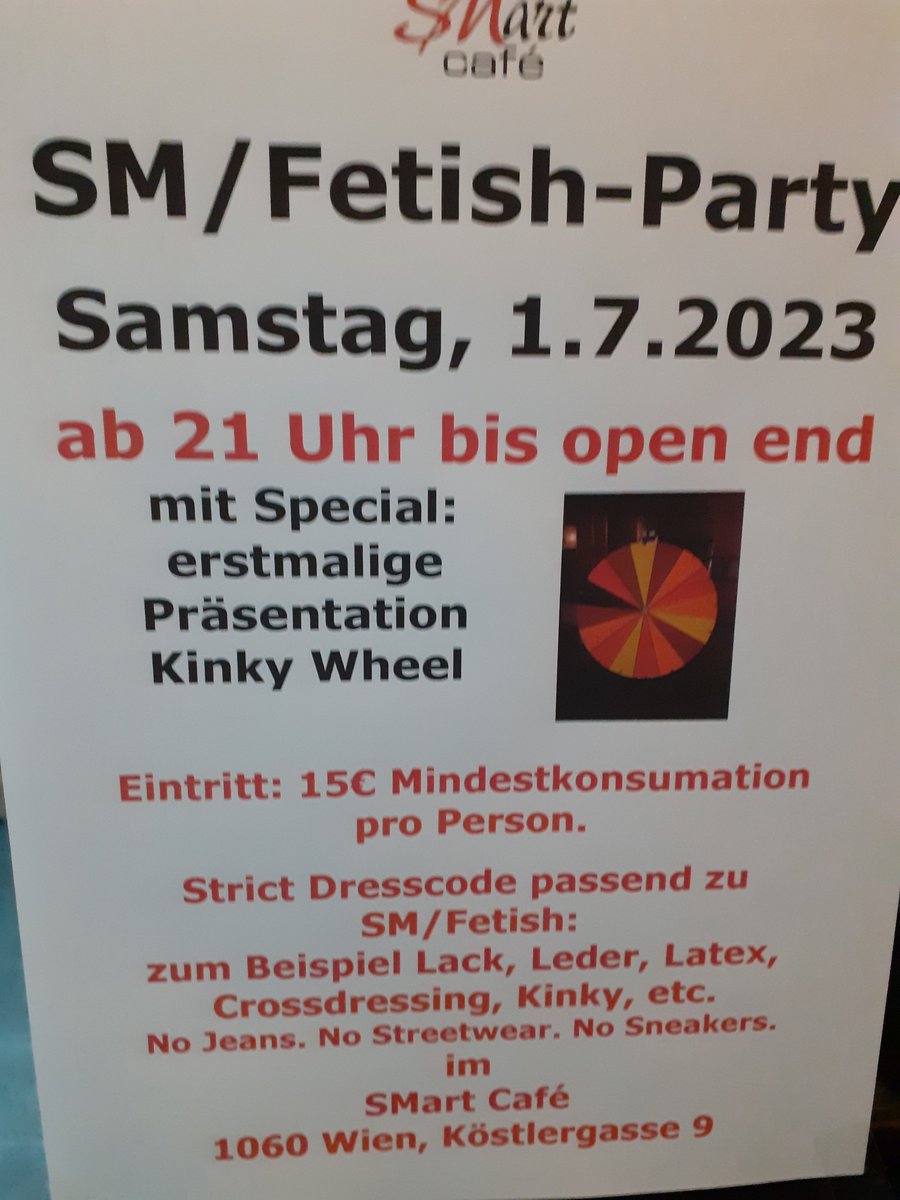 SMart_Cafe's tweet photo. SM-Party morgen im SMart Cafe #smartcafe #bdsm #fetish #fetisch #smparty #fetishparty #event #wien https://t.co/TOSfg90KYI