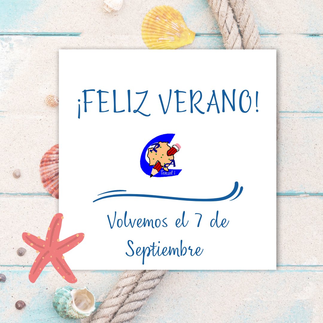 🎉El CRA Teruel 1 os desea que paséis unas inmejorables vacaciones, que disfrutéis del verano y volváis con las pilar cargadas el 7 de septiembre.
¡FELIZ VERANO!🌞
#crateruel1 #escuelapublica