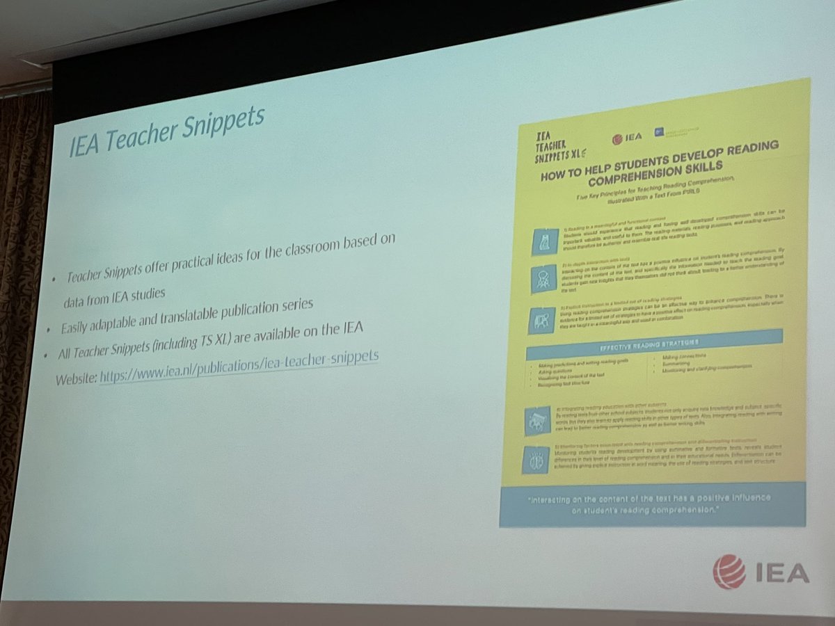 Check out IEA.nl to explore @iea_education new Teacher Resources and Teacher Snippets sections, which translate research findings into practical guidance for educators. Looking forward  now to @CarolCampbell4’s keynote on the same topic #IEAIRC #10thIRC @ERC_irl