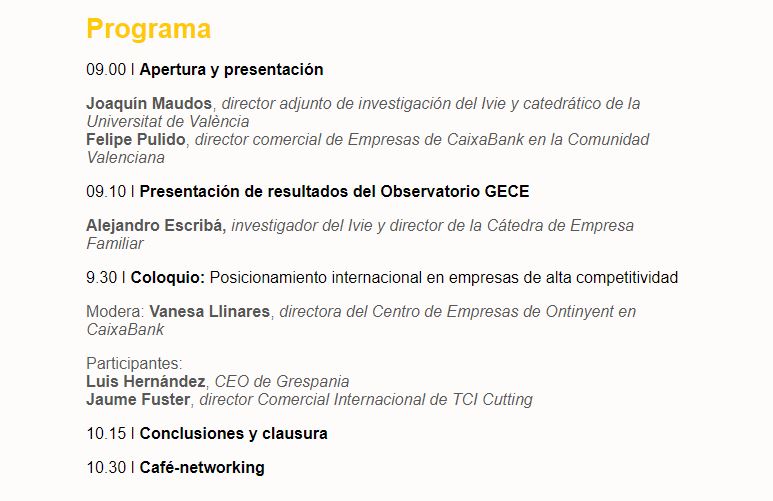 ¿Cómo plantean su estrategia en el mercado exterior las empresas más competitivas? <a href="/Grespania_Esp/">Grespania Official</a> y #TCICutting explicarán su caso y <a href="/escriba_a/">Alejandro Escribá</a> presentará el nuevo Análisis de <a href="/GECE_info/">Observatorio GECE</a> en la jornada <a href="/caixabank/">CaixaBank</a> #Ivie
🗓️ 4 de julio
🖊️ Inscripciones 👉acortar.link/j68u0X