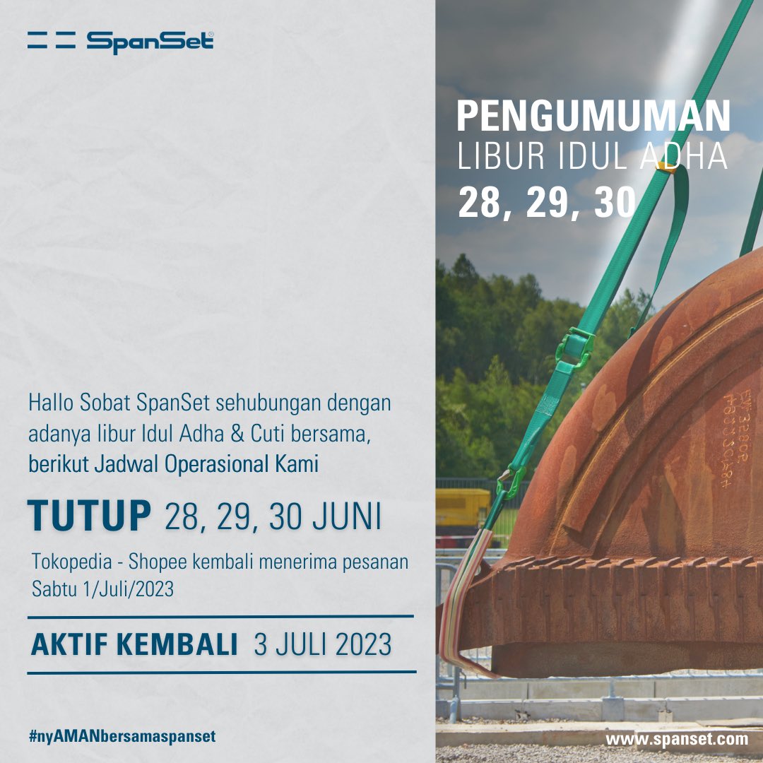 spansetID's tweet image. Hai Sobat SpanSet, berikut informasi jam operasional Kami ya

Tokopedia &amp;amp; Shopee SpanSet bisa diorder kembali mulai tanggal 1 Juli dan untuk Offline akan kembali aktif ditanggal 3 Juli

semoga hari libur kalian memyenangkan ya #spanset #spansetindonesia