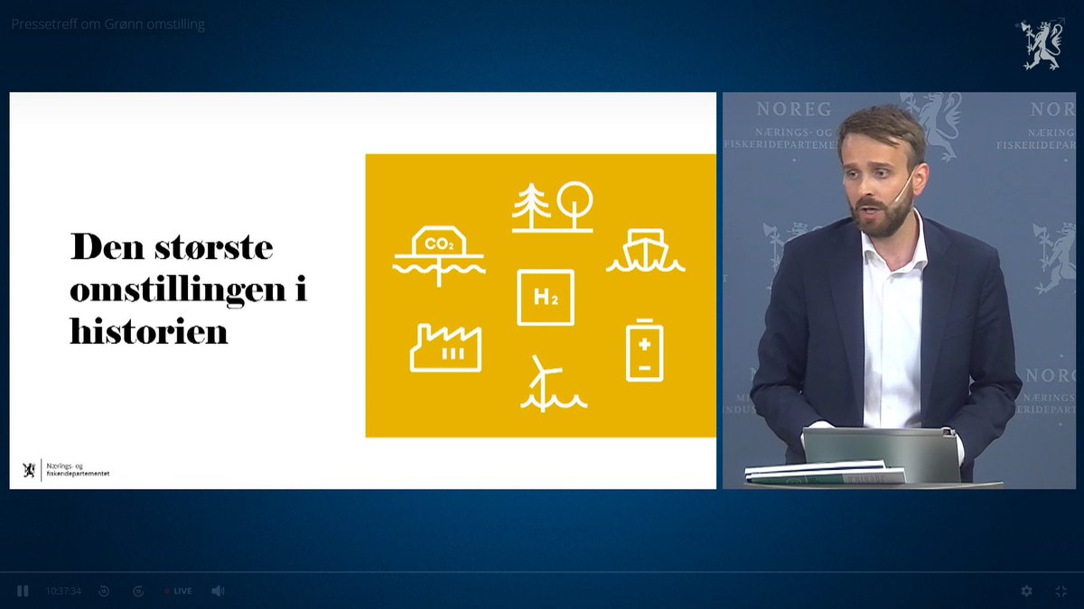 Næringsminister Vestres svar på USAs satsing på grønn industri?

- 1 mrd. til innovasjonstilskudd for større batteriprosjekter. Sammenlign det med olje- og gassinvesteringer!
- Norge blir med i EUs hydrogenbank for grønn hydrogen. Regjeringen ellers pusher blått hydrogen!