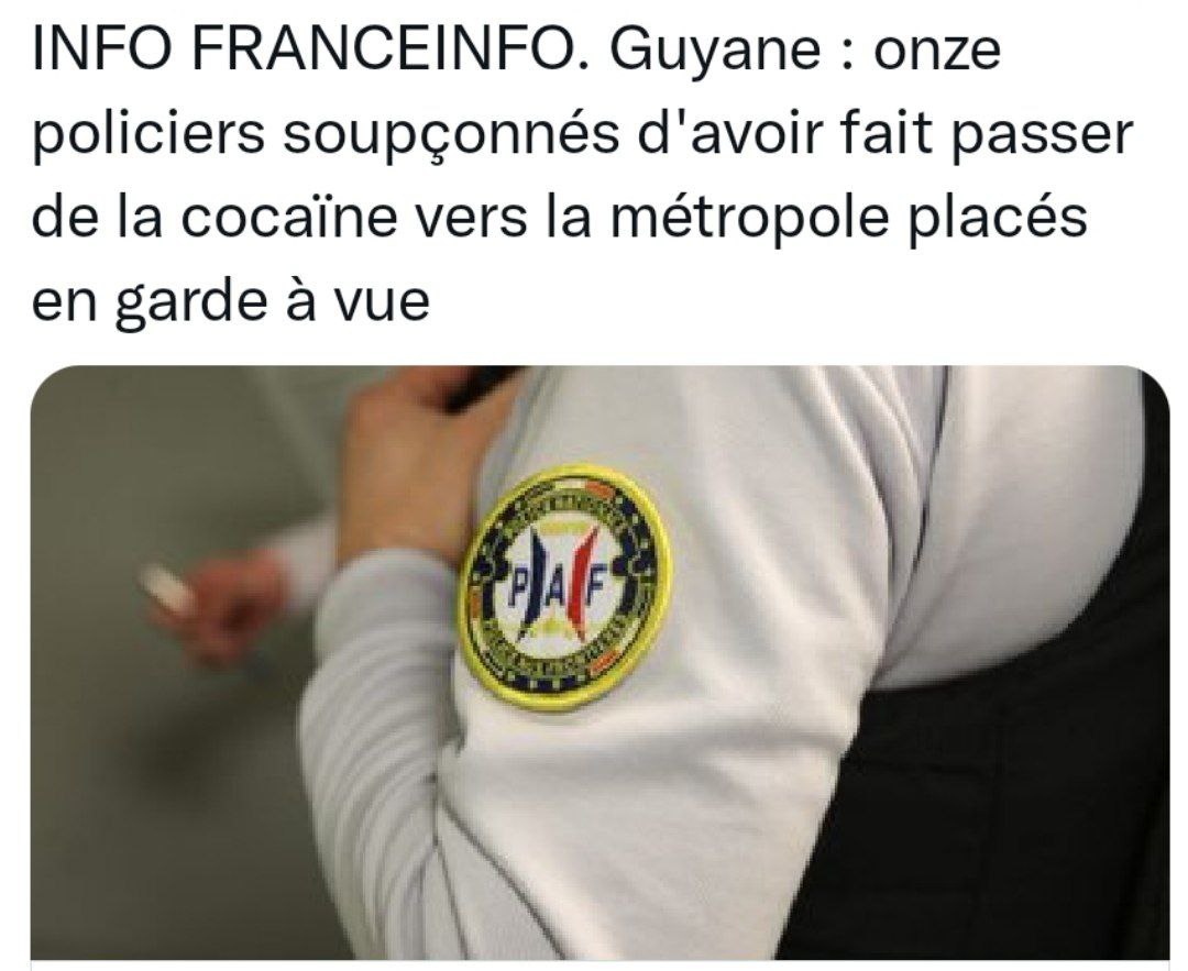 1-Guyane : onze policiers soupçonnés d'avoir fait passer de la cocaïne vers la métropole placés en garde à vue

Ces agents essentiellement de la police aux frontières (PAF) faisaient passer la drogue directement en zone d'embarquement, évitant les ...(à suivre)