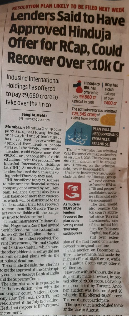 stocktalk20's tweet image. #RCap :It is really good news that lenders has agreed at one point for sttlement of RCap to Hinduja group( sub to NCLT approval) but the biggest question is what will jappen to retail holders? I request regulators #SEBI and #NCLT to ask final bidders to declare their view imdtly.