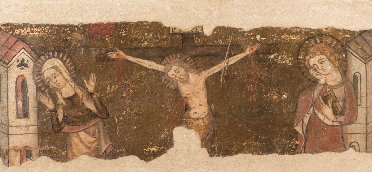 #FrescoFriday #medievaltwitter #Spain #medieval Fresco of martyrdom, 14th century.  In Guadalajara, Spain