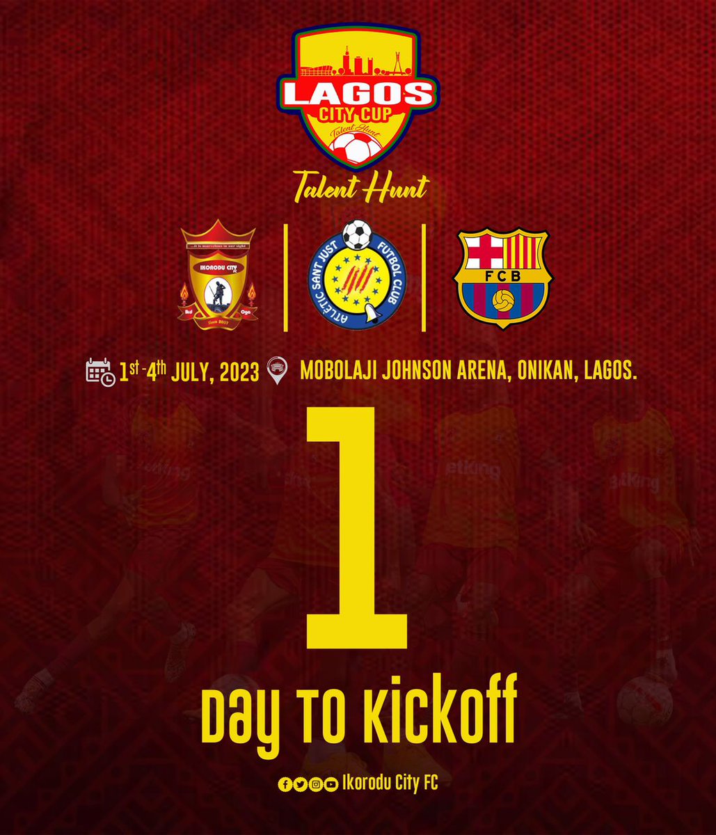 We are excited to announce <a href="/IndomieNigeria/">Indomie Noodles</a> as partner for this year's <a href="/LagosCityCup/">Lagos City Cup</a>. 

The Talent Hunt tournament is organized by our Lagos-based club, <a href="/IkoroduCityFC/">IkoroduCityFC</a> in partnership with Barcelona and <a href="/AtleticSantJust/">Atlètic Sant Just FC</a>.