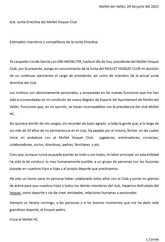 Mollet_HC's tweet photo. Comunicat important del Club 👇 https://t.co/rD1naSeCDR