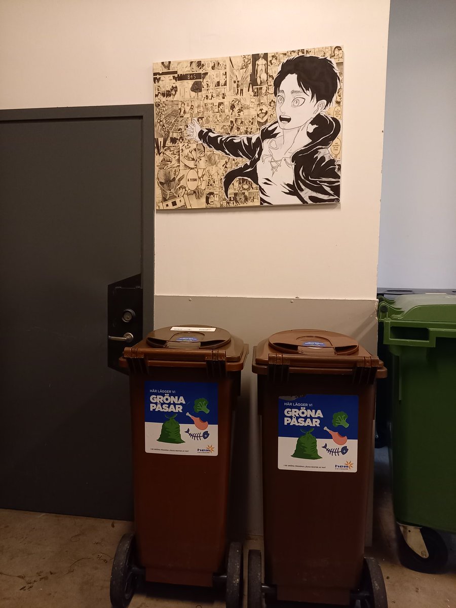 MalteNerd's tweet photo. Not sure why they'd hang this in a recycling station.. either they just wanted to spruce it up a bit or they think the shows trash. https://t.co/61ouhaB21s