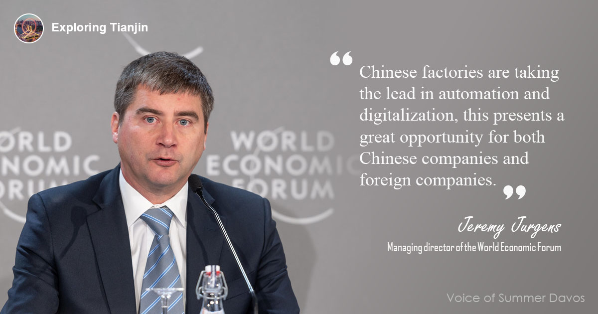 'Chinese factories are taking the lead in automation and digitalization, this presents a great opportunity for both Chinese companies and foreign companies,' Jeremy Jurgens, managing director of the World Economic Forum, said at the Summer #Davos held in #Tianjin, China. #AMNC23