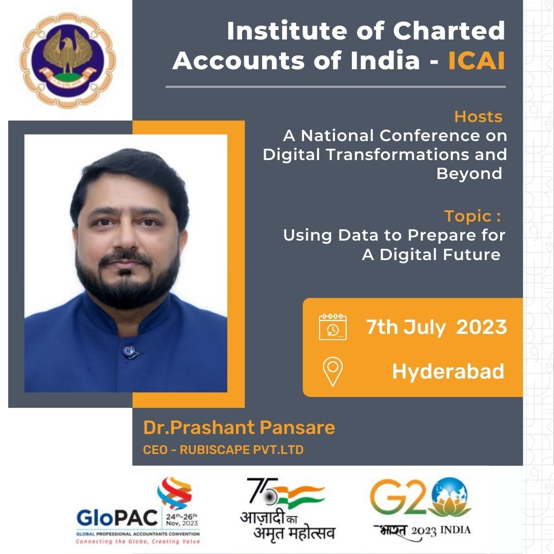 rubiscape's tweet image. Join our CEO Dr. Prashant Pansare at the National Conference on #DigitalTransformations and Beyond! 🌐💡
Mark July 7th, 2023 on your calendars and join us in Hyderabad for an amazing day of revelations, innovations, and ground-breaking debates.
