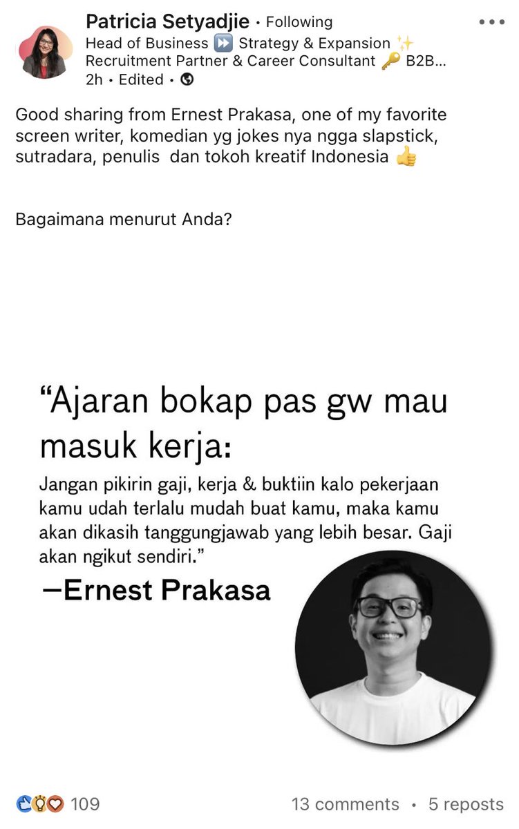 darilinkedin's tweet photo. Pengen deh kerja tanpa mikirin gaji, kerja nyari kesibukan doang 😭 https://t.co/tbewVppjCu