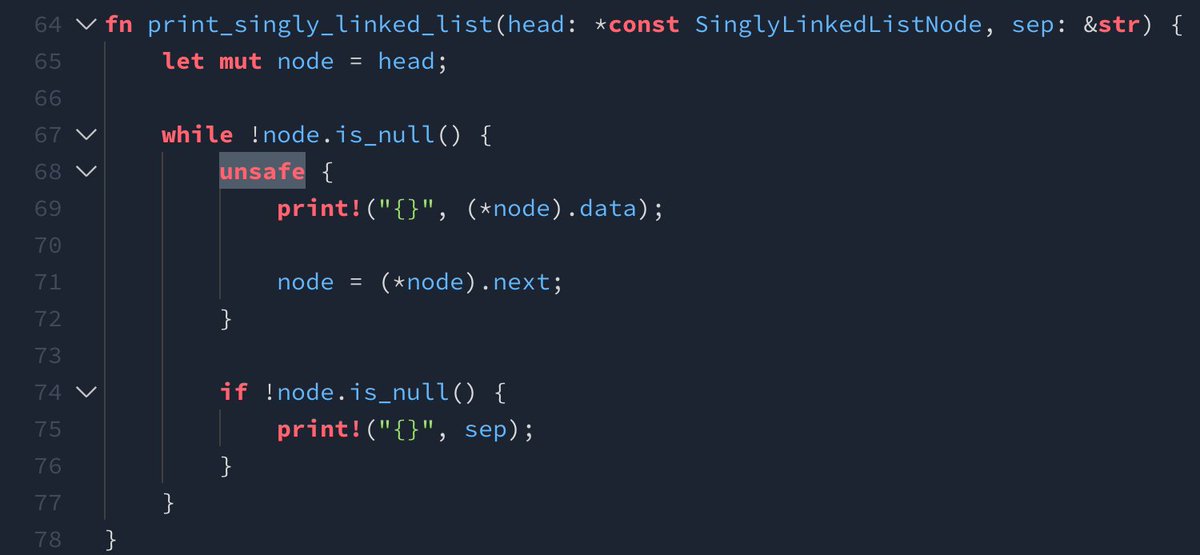 When selecting Rust for the reverse-a-linked-list problem on HackerRank, there are 3 `unsafe` blocks in the starter code. hackerrank.com/challenges/pri…

If your `print_singly_linked_list` function uses `unsafe`, you're doing it wrong.