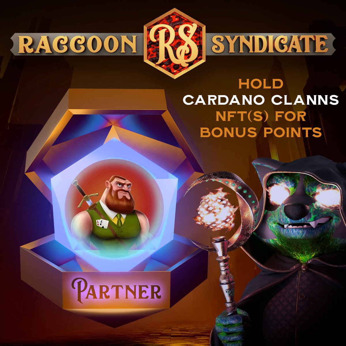 Excited to share 2 new Partner Projects for Season 2 of the <a href="/RaccoonSyndicat/">Raccoon Syndicate</a> game starting July 4th! 

<a href="/CardanoCrocClub/">Cardano Crocs Club</a> and <a href="/CardanoClanns/">| Cardano Clanns</a> !!

We're big fans of both these projects, and their teams and are super honoured to partner with our friends this way!