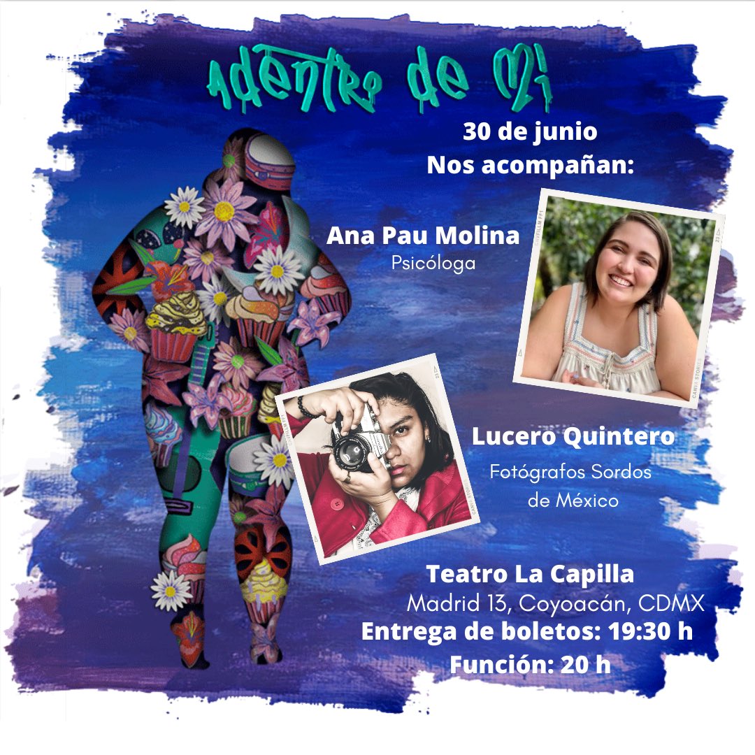 Mañana tendremos dos invitadas de lujo!!!!! DENTRO DE MÍ. ESTARÁN <a href="/acuerpada/">Ana Pau Molina | Psicóloga 🌻</a> y Lucero Quintero, de Fotógrafos sordos de México! Acompáñenos. Descuentos por inbox. #gordofobia #sordos #teatro