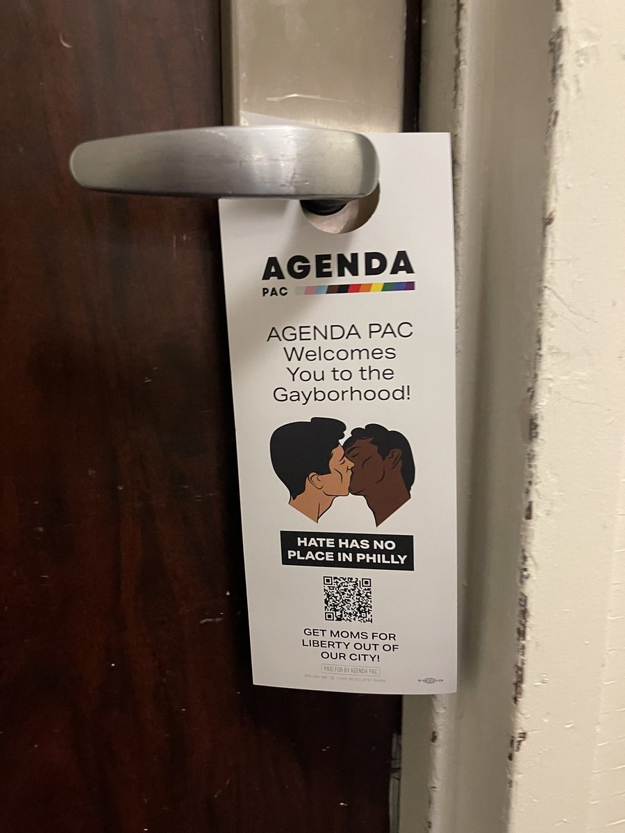 AdamParkhomenko's tweet image. The door hangers on each hotel room door in Philadelphia tonight where the Moms for Liberty hate convention is taking place are incredible.