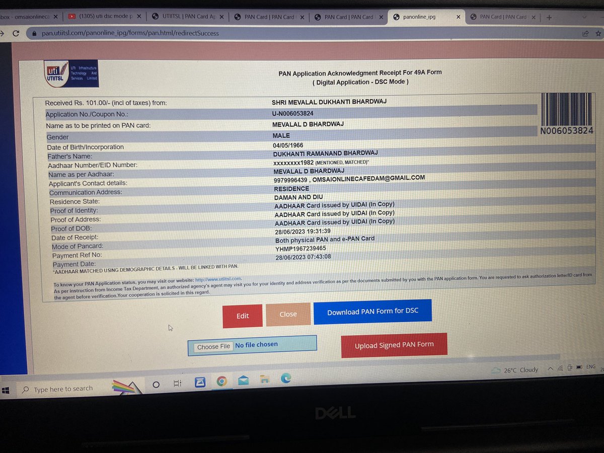 ajithkumaranrt's tweet photo. @UTIPANServices from where want to download signed form and what was the process after this in DCS mode of new PAN Card apply https://t.co/UyP93PlETB