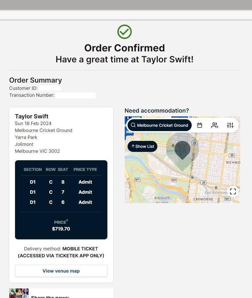 peterjames_au's tweet photo. Omg excited. Took a total of 18 minutes today to acquire my tickets!!! @Ticketek_AU @frontiertouring #IGOTTICKETS #TaylorSwift #ErasTour #Melbourne https://t.co/PWdmSzSGjP