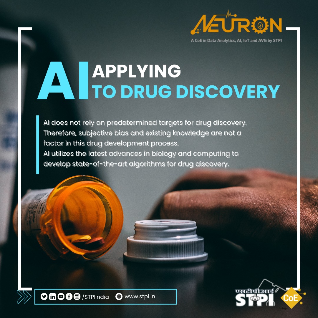 STPIMohali's tweet photo. AI utilizes the latest advances in biology and computing to develop state-of-the-art algorithms for drug discovery. Explore how #STPINEURON is helping #startups to build such soln: https://t.co/gojXb4ILVi. #STPICoEs #STPIINDIA #STPIINCUBATION https://t.co/QoLMs5jzDh