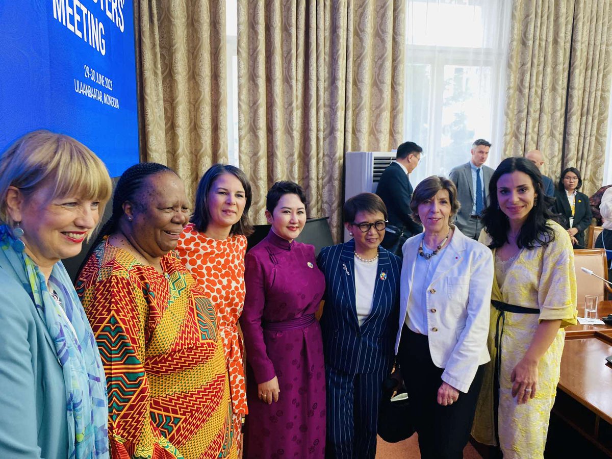 MongolDiplomacy's tweet photo. The Female Foreign Ministers' Meeting inspire us to continue working together for a more equitable and peaceful world. Let's keep the momentum going! #WomenInLeadership #WomenInDiplomacy #F2M2 #FFMM https://t.co/TuiExIX6Ny