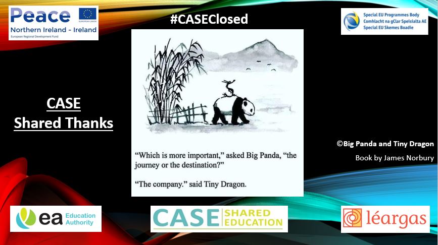 CASE - Shared Thanks  

#CASEClosed 

#SharedEd

<a href="/SEUPB/">SEUPB</a>
<a href="/Ed_Authority/">Education Authority</a>
<a href="/Leargas/">Léargas</a>