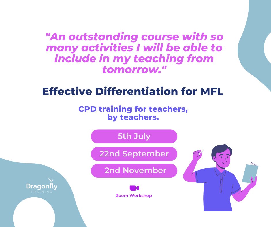Elevate your MFL teaching and create an engaging, inclusive learning environment today! 📝

Find out more: ow.ly/rg6z50OTqNC

#MFL #Differentiation #LanguageLearning  #cpd #mlearning #edchat #teacherdevelopment #education #teachers #lrnchat #SEN #dragonflytraining