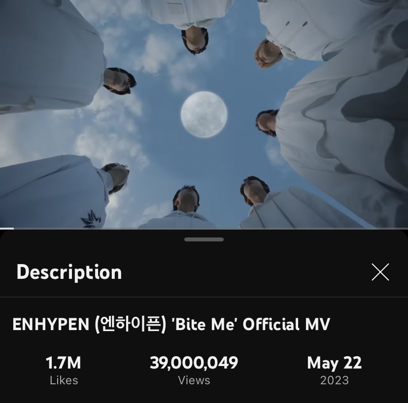 ‘Bite Me’ just reached 39M views on Youtube. We are soon hitting 40M views ENGENEs!