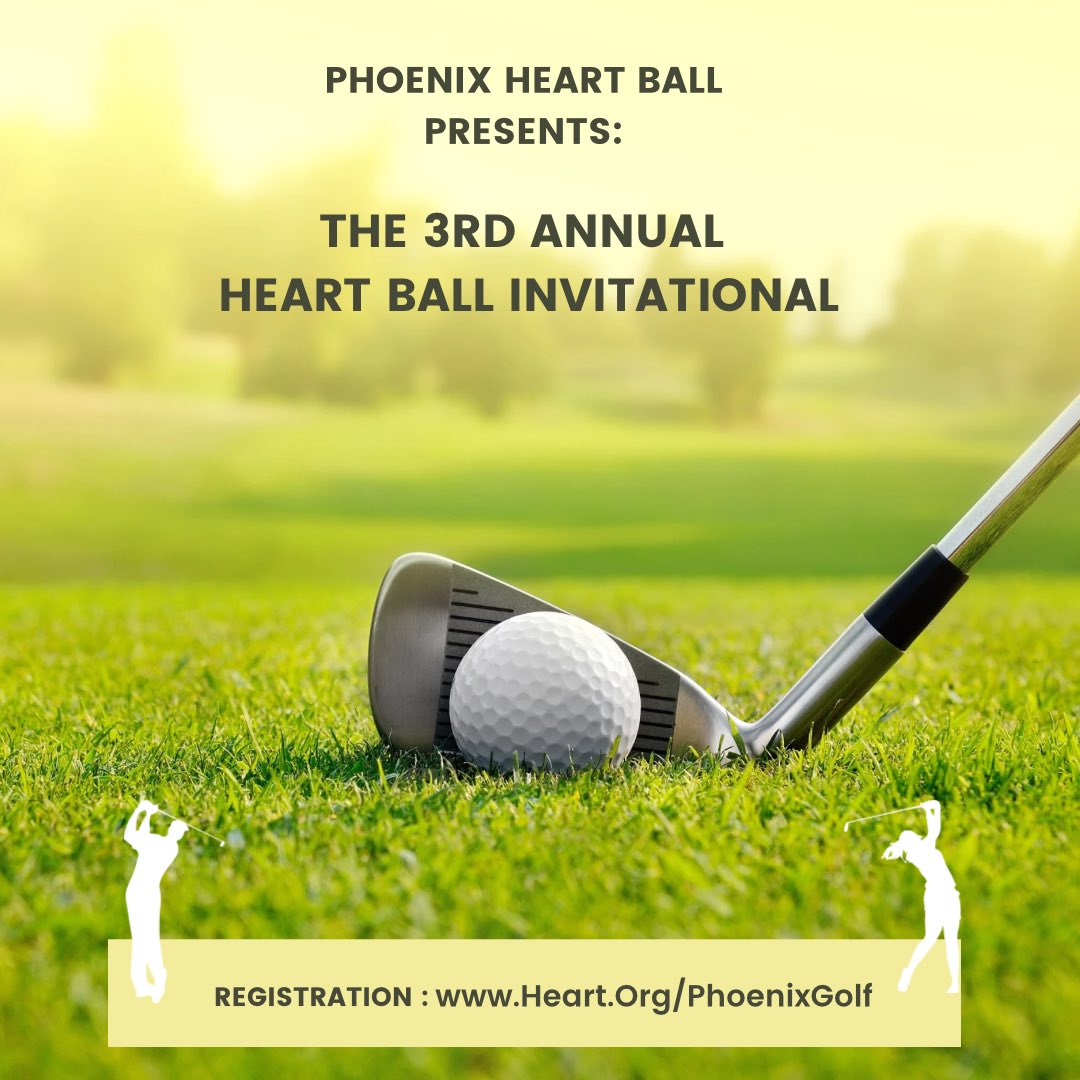 PhxHeartBall's tweet photo. Save the date! Registration opens on July 15th for the 3rd Annual Heart Ball
Invitational taking place on October 26! #golf #charity https://t.co/XuMCmehAFf