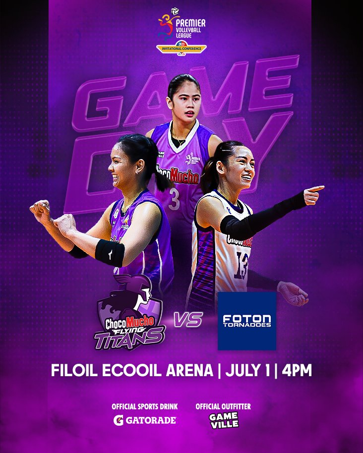 Catch the Choco Mucho Flying Titans as they aim for a thrilling back-to-back victory! Don't miss out on the excitement later at 4PM as they go up against the Foton Tornadoes.

#PVL2023 #ChocoMucho #CMFT #TitanPride