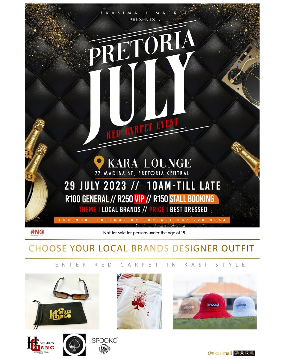 Choose your local brand designer wear when attending our first pretoriajuly event. #supportlocal #buylocal  #creative #southafrican  #localbusiness #smallbusiness #supportsmallbusiness  #shoplocal #local #handmade #supportlocalbusiness #mall #ekasimall #business  #djsbu