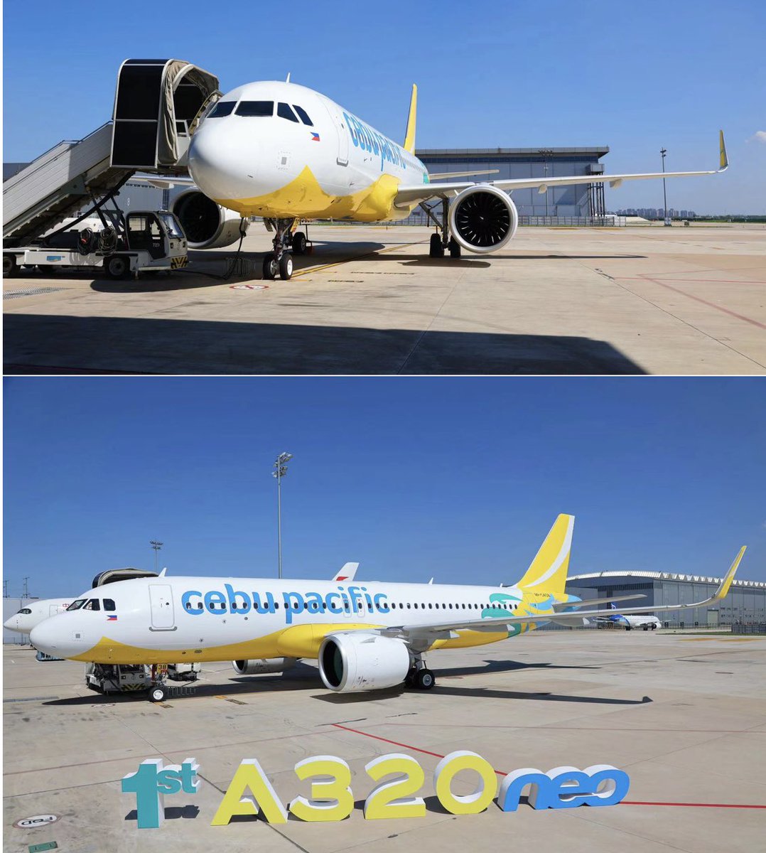 JoyceRMN's tweet photo. Cebu Pacific today received its eighth aircraft delivery for 2023, a brand new A320neo (New Engine Option) from Airbus’ final assembly line (FAL) in Tianjin,China to address the growing demand for air travel. https://t.co/pnCiC6Boyj