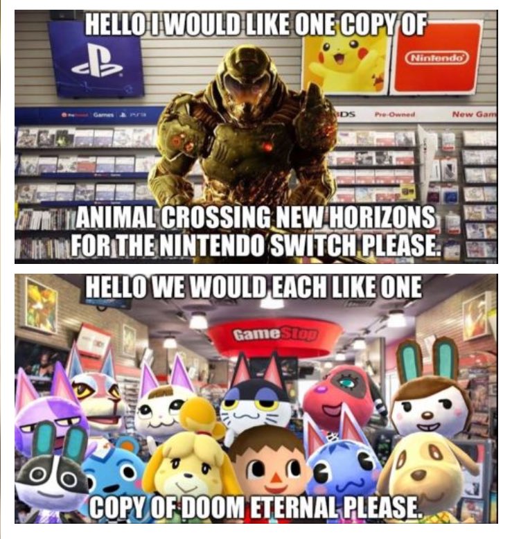 ivanfranciscool's tweet photo. tbh this Barbie/Oppenheimer meme is a reflavored, more fleshed out version of the Animal Crossing/Doom meme from 3 years ago https://t.co/aNKI0T6L2X