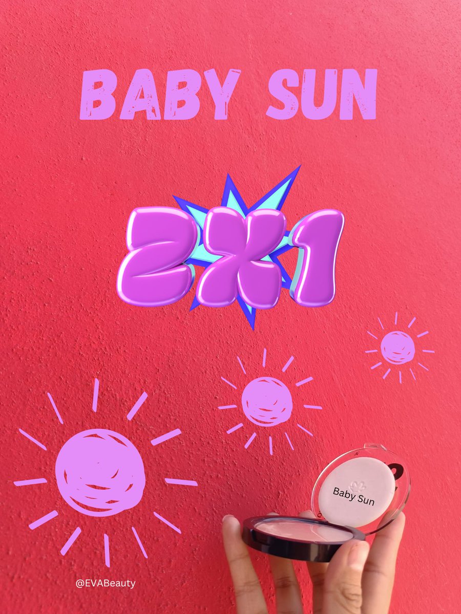 EVABeauty000's tweet photo. JUEVES DE BABY SUN
Baby Sun es un bloqueador solar en polvo para sellar tu maquillaje. 
Recuerda que el protector solar se debe retocar de 3 a 4 horas. 
☀️🌈your sunny skin🌈☀️
Promoción al 2x1.
Precio individual $120
#Beautyandcare #Sun #Woman #Sunscreen https://t.co/D57qSFdF5T
