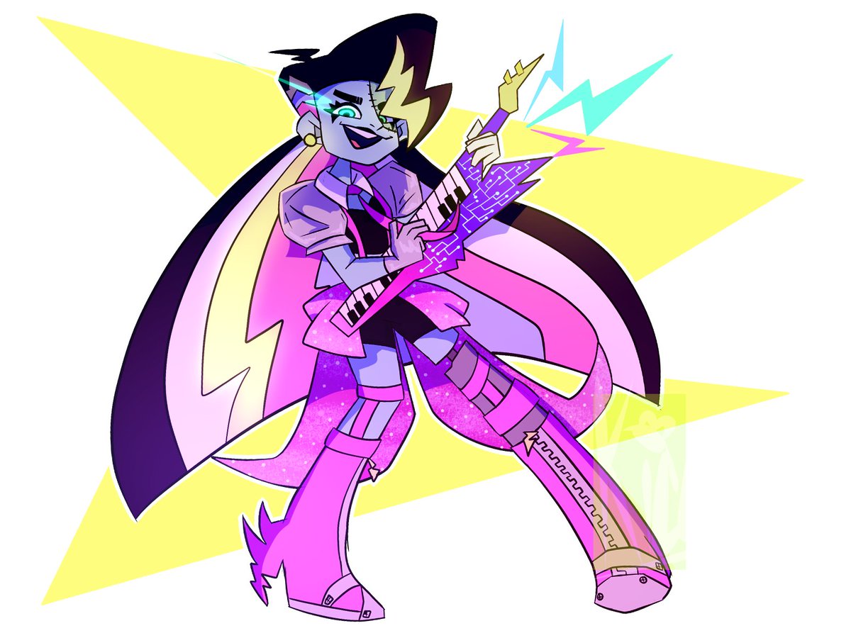 *STRUMS ELECTRIC KEYTAR*
Amped Up Frankie might be my favorite MH Re-design I have done so far
#MonsterHigh #Frankie