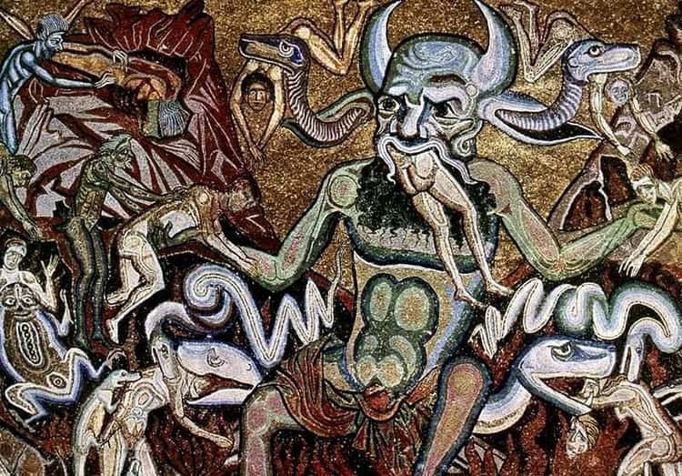 BeforeIGet0ld's tweet image. Around 1280, Coppo di Marcovaldo created the largest image of #Satan in Europe on the wall of Florence&apos;s Baptistery, the #Devil is a #demonized form of the Greek god Pan