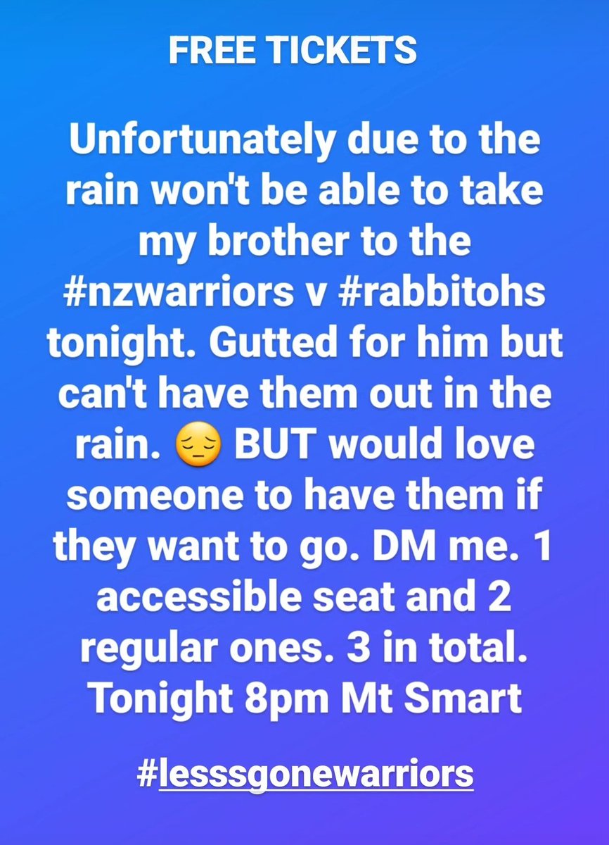 Free tickets for #NZwarriors tonight #auckland