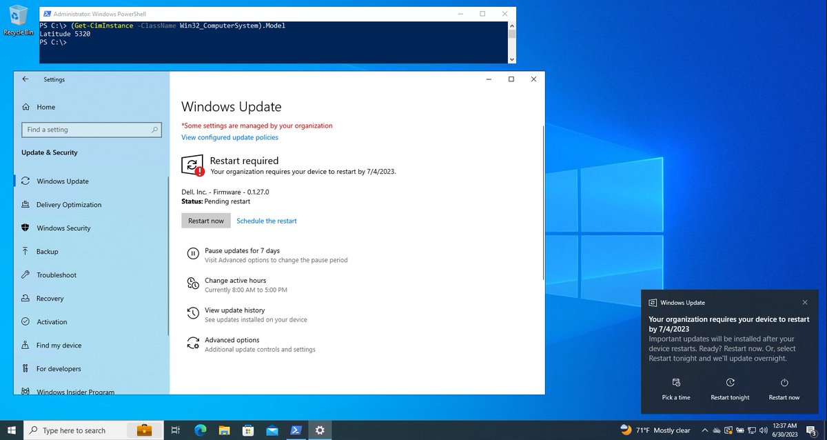 jarwidmark's tweet image. First BIOS/Firmware updated via native Intune feature! #MSIntune
