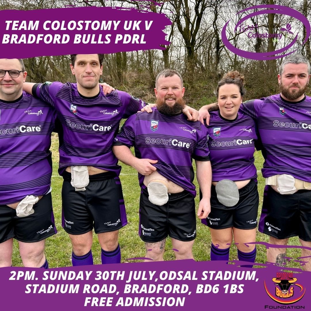 “The measure of who we are is what we do with what we have.” - Vince Lombardi. Team Colostomy UK V Bradford Bulls PDRL Sunday 30 July at Odsal Stadium. Kick off 2pm. Free entry. Come and see us do what we do. #UpThePurps💜 #RugbyLeague #StomaAware @80s_ljr @coatsy202