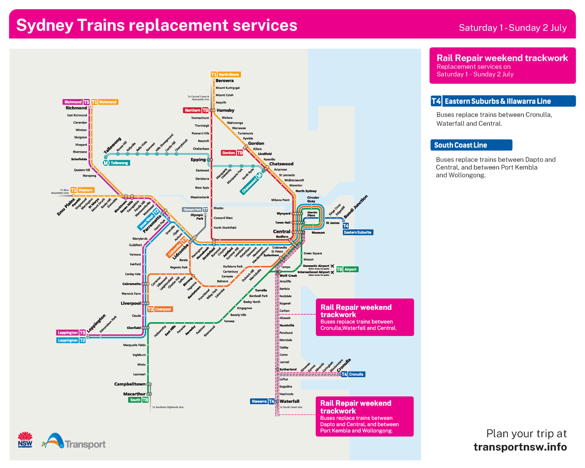 Sydney Trains & NSW TrainLink Info on Twitter "This weekend, essential trackwork will be