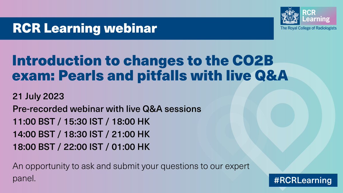 Learn more about the changes to the CO2B exam with our pre-recorded webinar 💻

You'll also have the opportunity to ask questions in three live Q&amp;A sessions with our experts.

Sign up by 19 July: bit.ly/3nSeNBX

<a href="/ClinOncology/">Clinical Oncology</a> <a href="/onctrainees/">National Oncology Trainees Research Collaborative</a> <a href="/clinonctrainees/">Academic Clinical Oncology Trainees</a> <a href="/iaoncology/">International Association For Integrated Oncology</a>