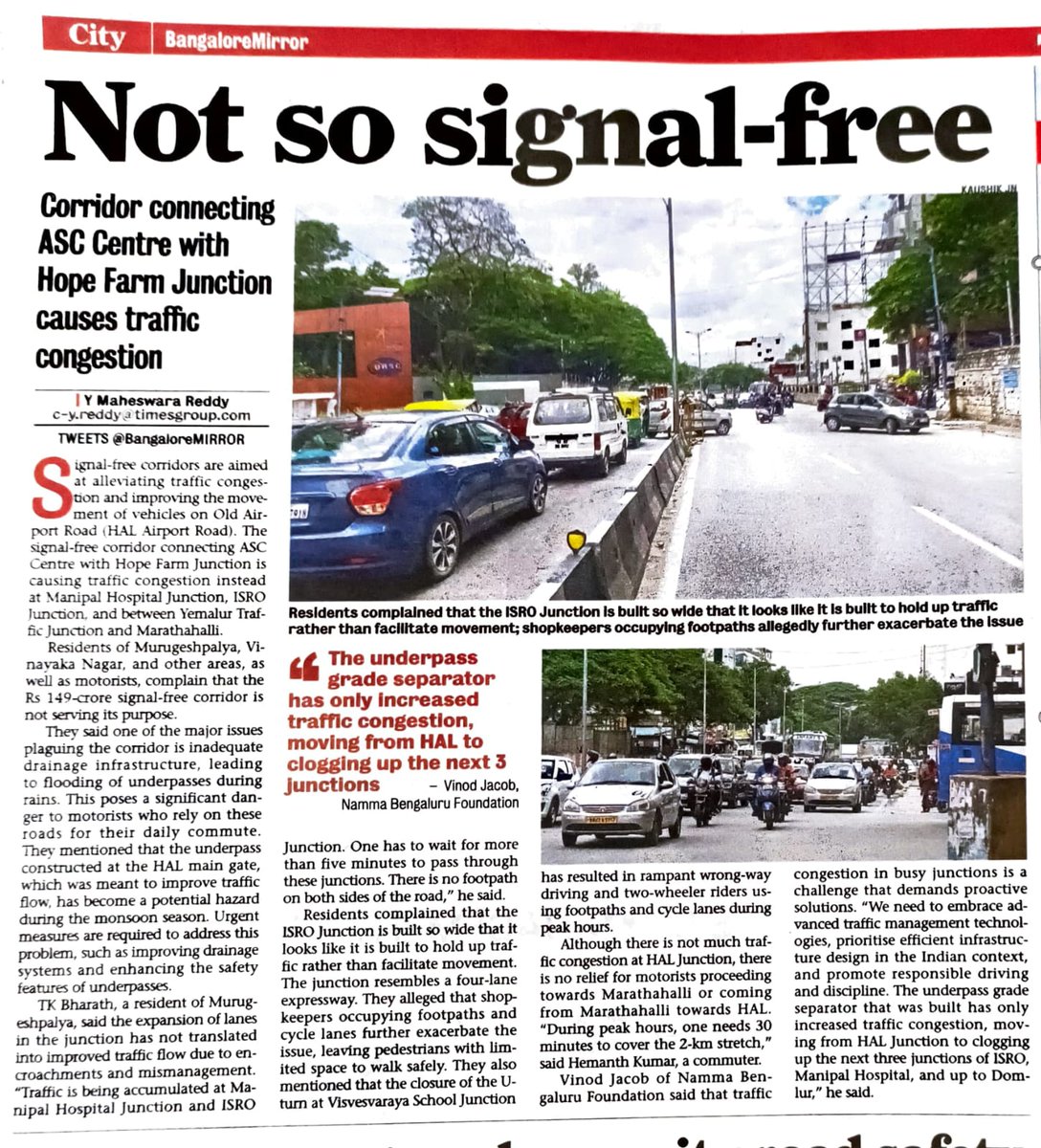 Namma_Bengaluru's tweet photo. Signal free corridors are aimed at alleviating traffic congestion & improving the smooth flow of traffic, but this is counter productive in most cases. The need to prioritise the design of infrastructure in the Indian context is paramount. #signalfreecorridor #trafficcongestion https://t.co/ZcGXSTFpFF