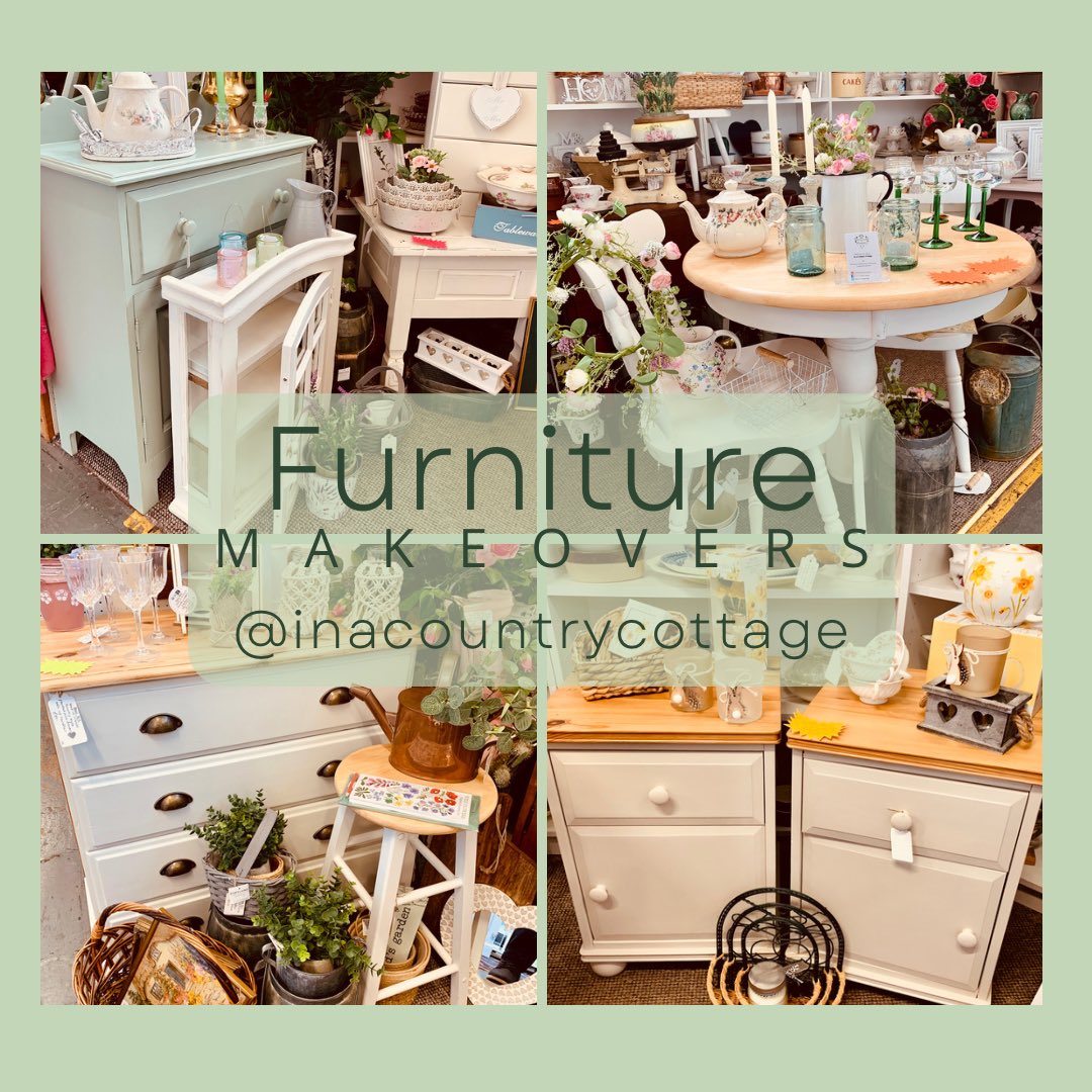InACountryCttge's tweet photo. ♻️ FURNITURE MAKEOVERS ♻️ 

Furniture makeovers are a cost effective and ecofriendly way to refresh your home decor.

An old or modern piece of furniture can be transformed into something beautiful and unique. 

For ideas, pop in to view✨

#furniture #home #inspiration #weekend https://t.co/Xz5DlNkW4J