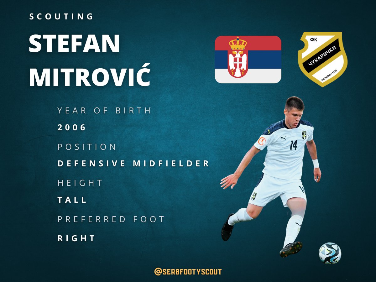 Scouting | 🇷🇸 Stefan Mitrović (17, DM/CM)

Not the one from Getafe or Zvezda, but Čukarički.

Lots of talk about Declan Rice these days. Time to introduce you to a talented player with plenty of similarities.

An analysis of his #U17EURO performance - one of 🇷🇸's best there.