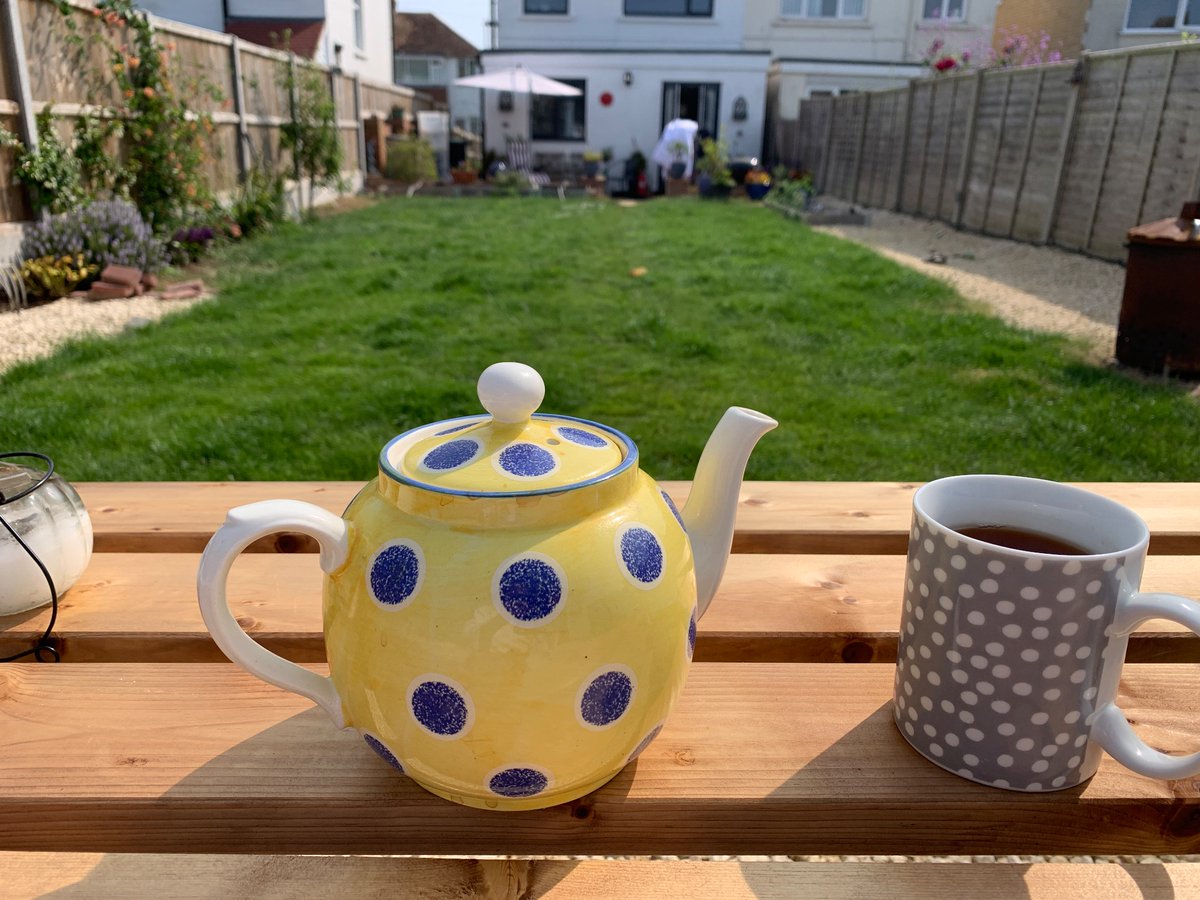 Pot of tea in my garden this morning. Warm with a light wind. #teacher5oclockclub #peaceful grateful