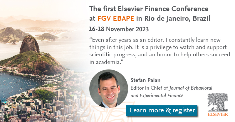 Elsevier Finance Conference in November in Rio de Janeiro. Besides regular paper presentations, it will feature paper development sessions and the chance to meet editors-in-chief of many of Elsevier's finance journals. More at ffea.eu/future-confere….